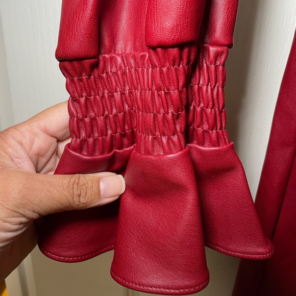 Kendall & Kylie maroon vegan leather mini dress sz 4/6 - Picture 6 of 11